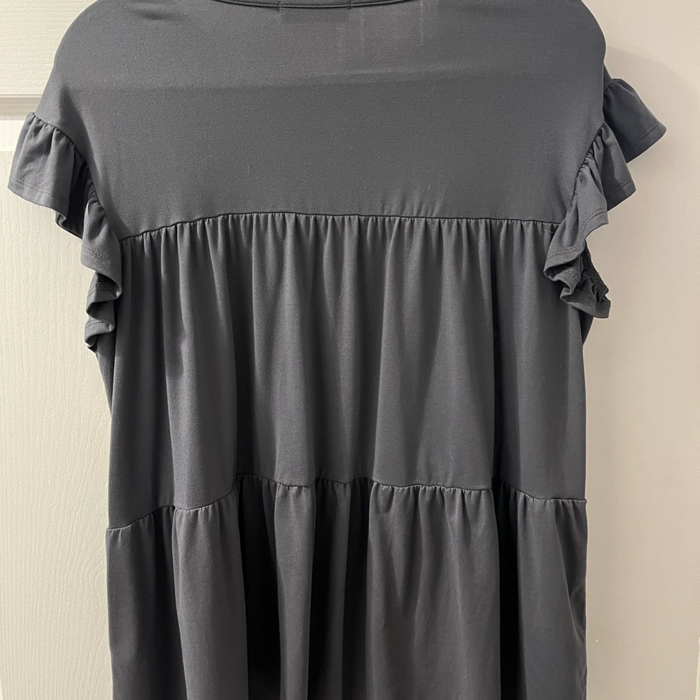 Gray Ruffle Sleeve Top - Picture 3 of 5